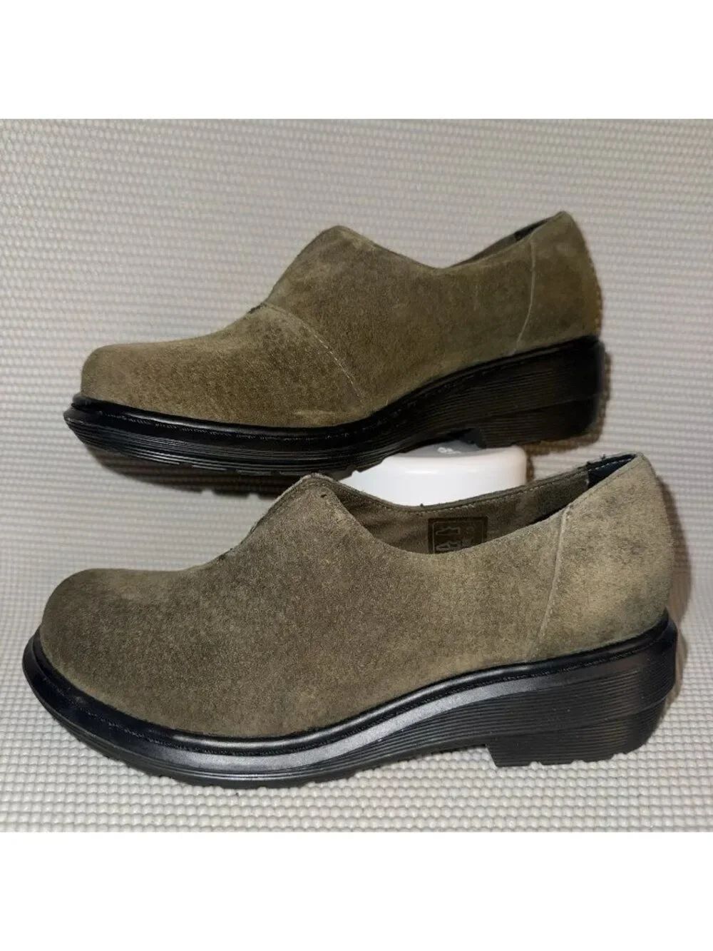 Dr. Martens Annalina Nubuck Suede Slip On Olive Green Clogs Shoes Women’s Size 5